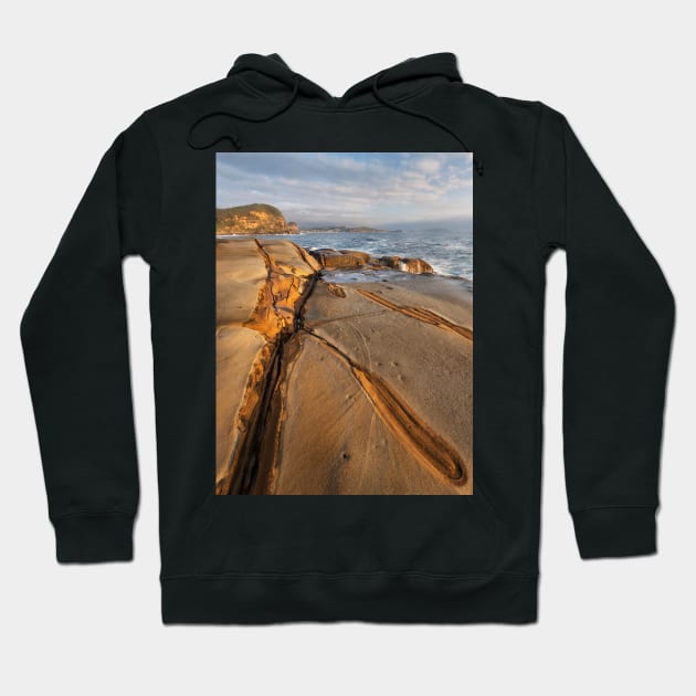 Lines in the rocks at Winney Bay on the NSW Central Coast Hoodie by Geoff79